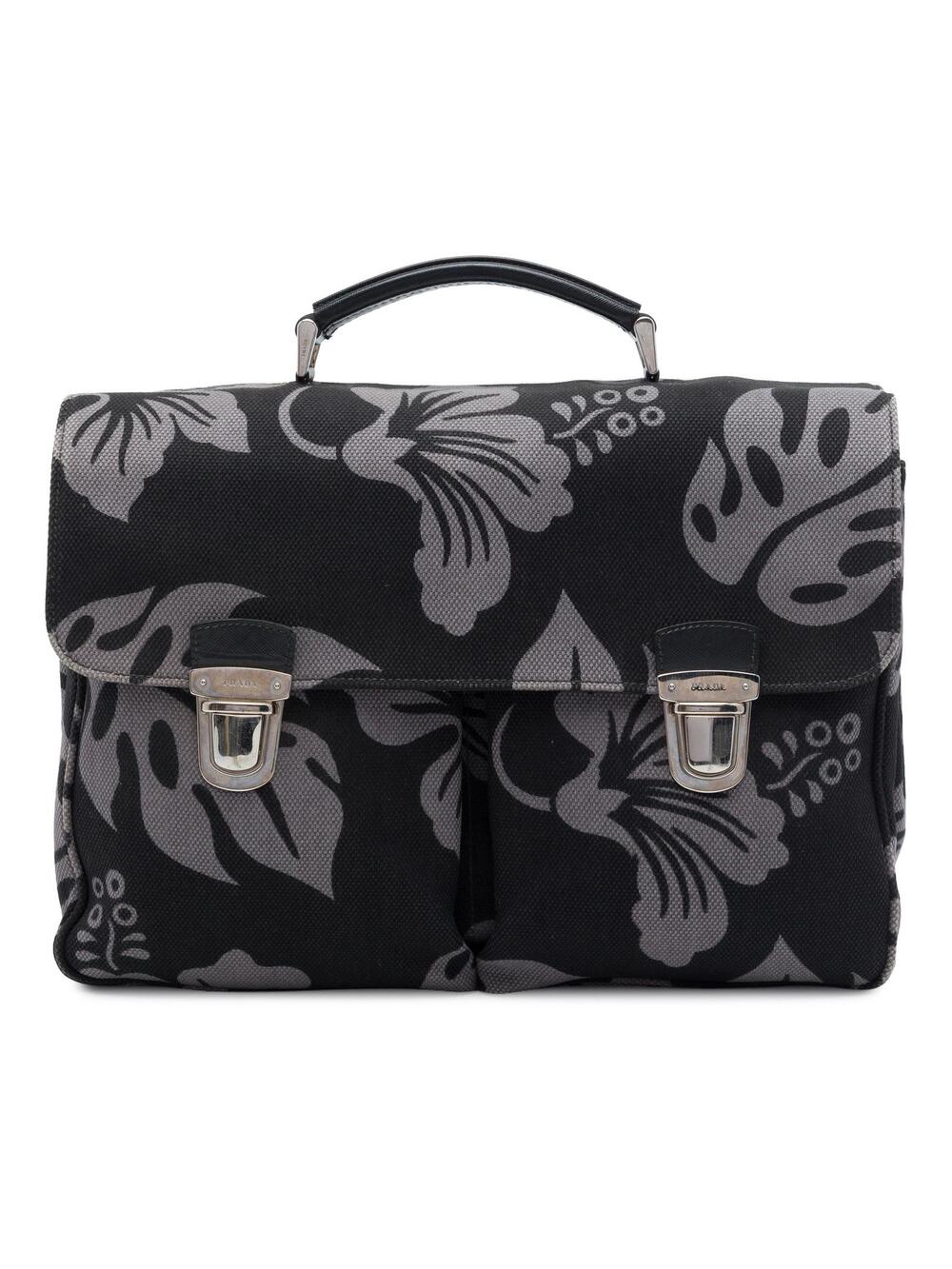 Prada Canvas Floral Print Business Bag #357577P72B